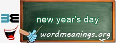 WordMeaning blackboard for new year's day